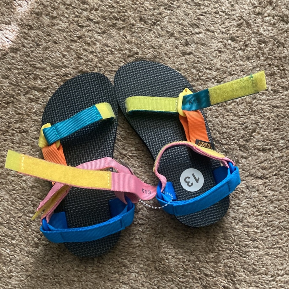 Teva | Kids Multi-Colored Pink Sport Sandals Adjustable Velcro Straps - Picture 7 of 8